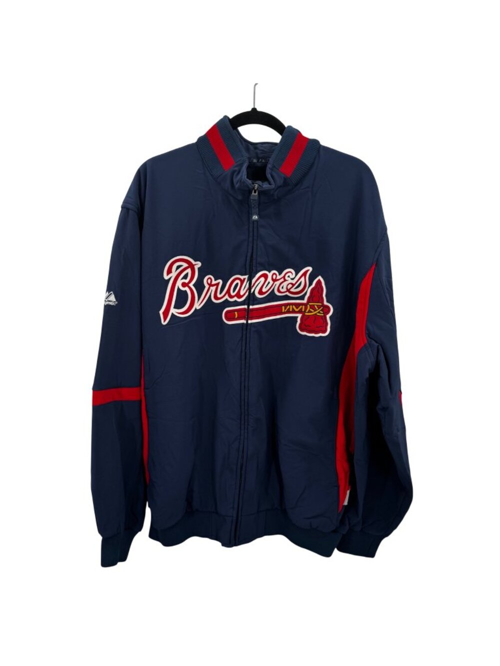 Atlanta Braves Majestic Therma Base Jacket 2XL MLB Authentic Full Zip Navy Red
